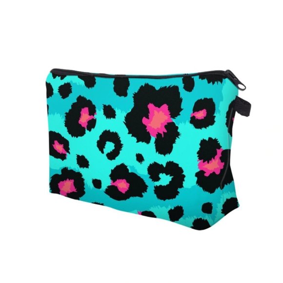 Handbags - New Aqua Leopard Cosmetic Bag Clutch